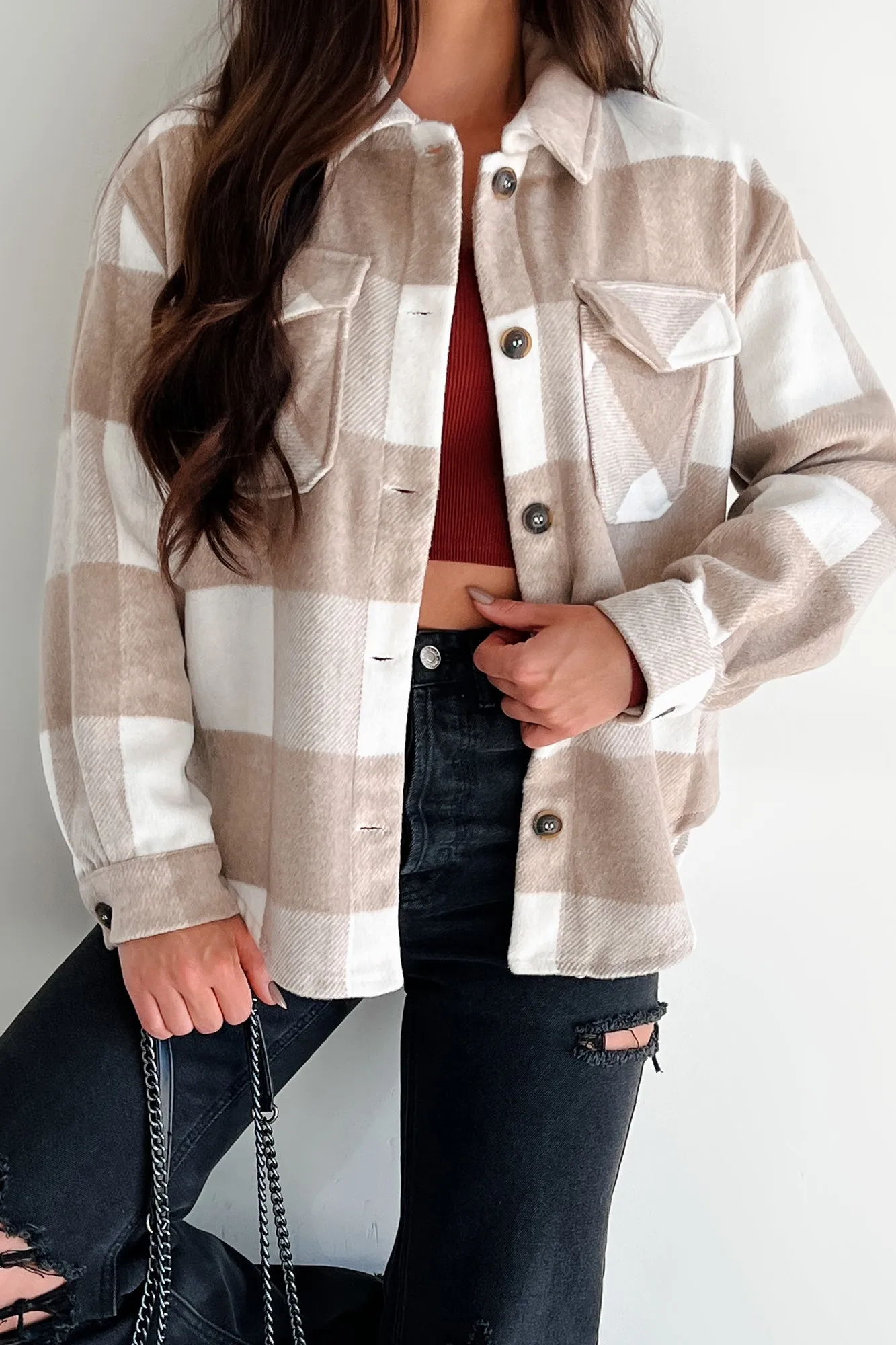 DOORBUSTER Dane Plaid Shacket (Khaki)