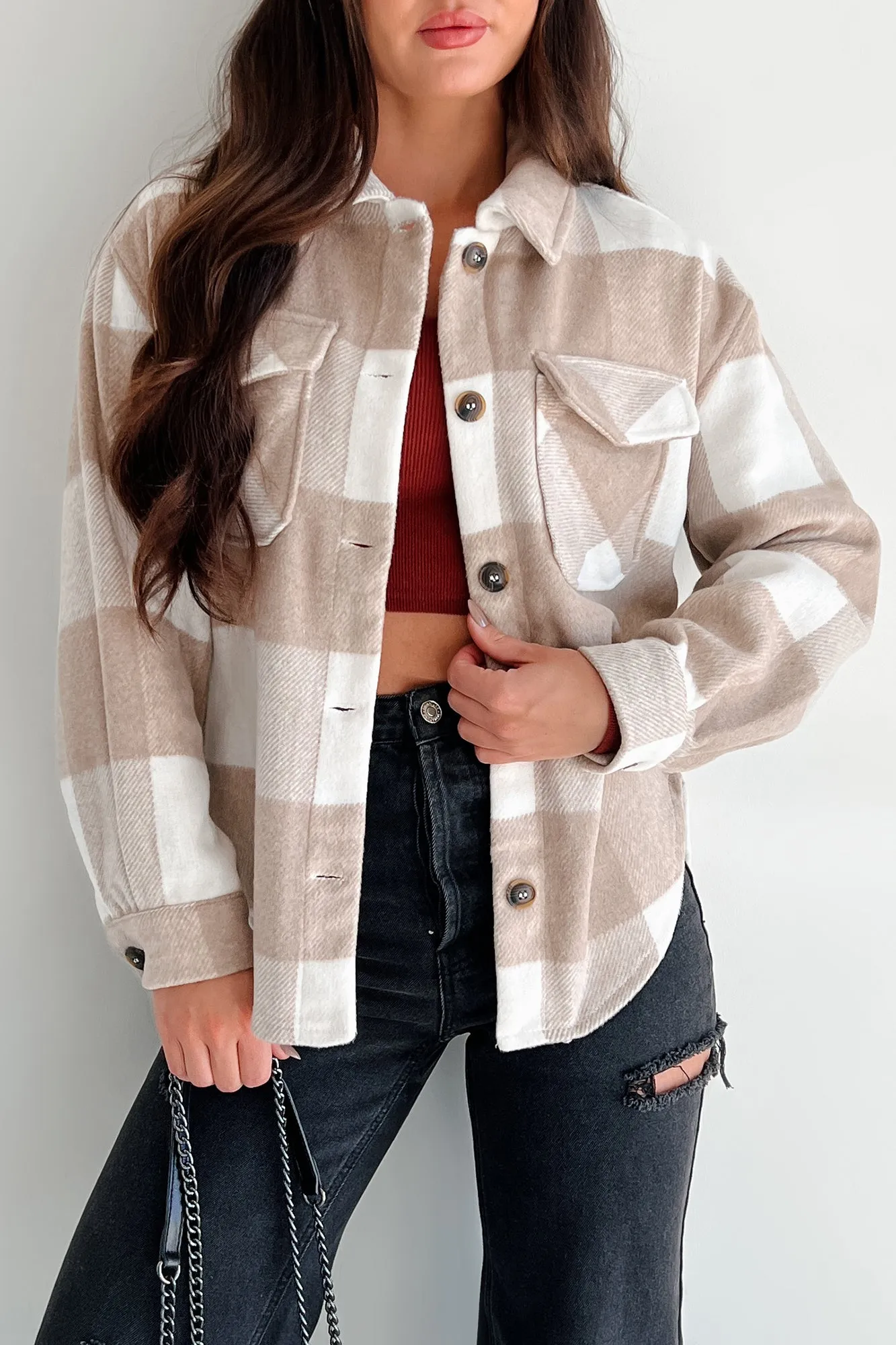 DOORBUSTER Dane Plaid Shacket (Khaki)