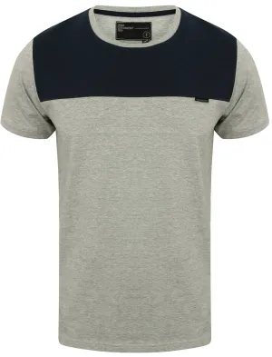 Dunmaston Quilted Panel Cotton T-Shirt in Light Grey Marl - Dissident