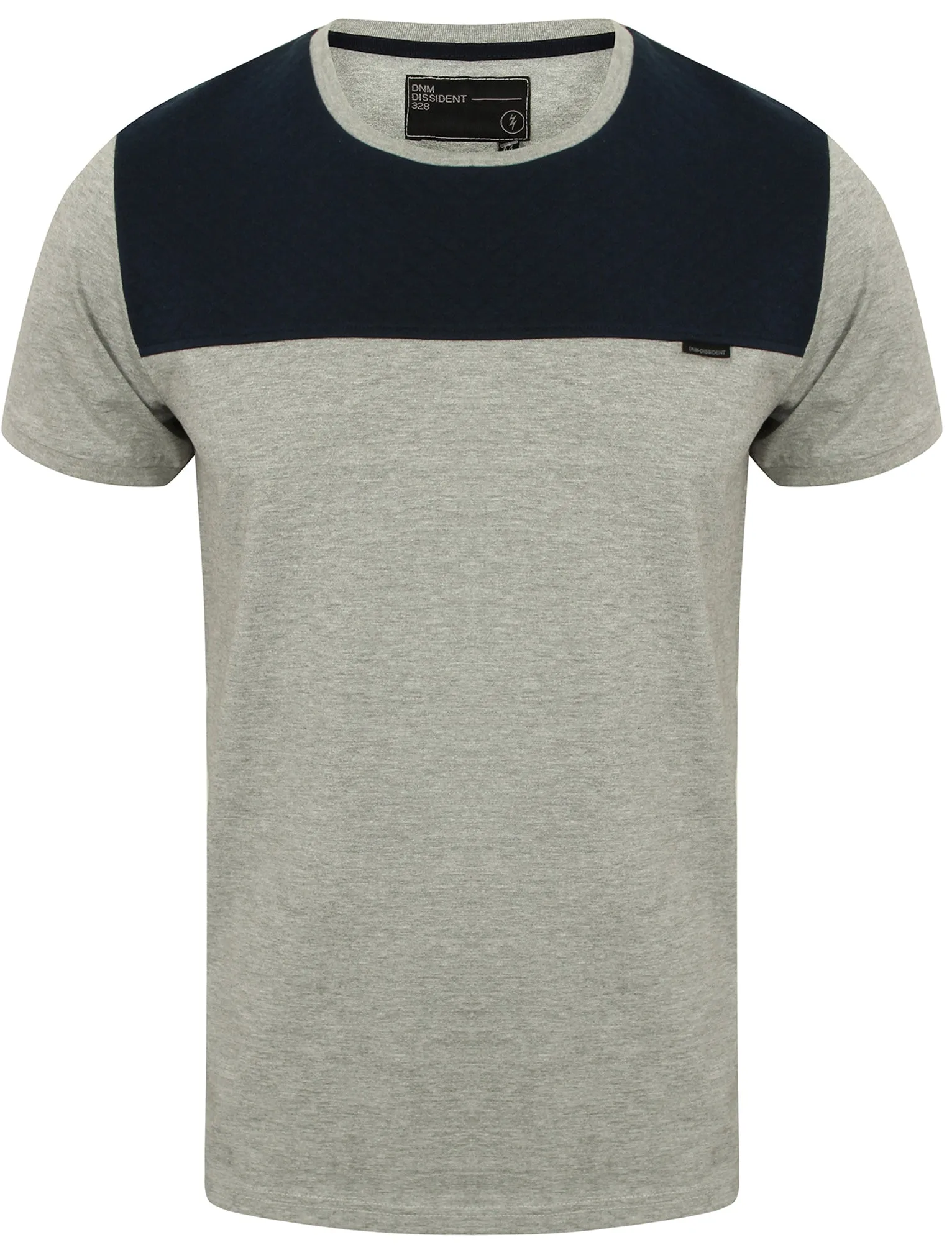 Dunmaston Quilted Panel Cotton T-Shirt in Light Grey Marl - Dissident
