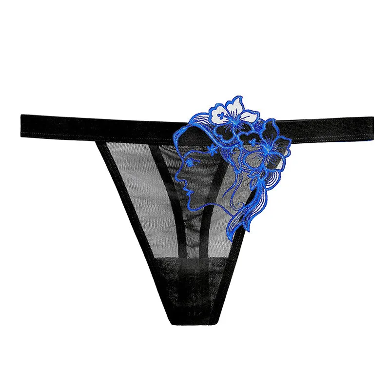 Embroidered breathable tulle temptation sexy panties