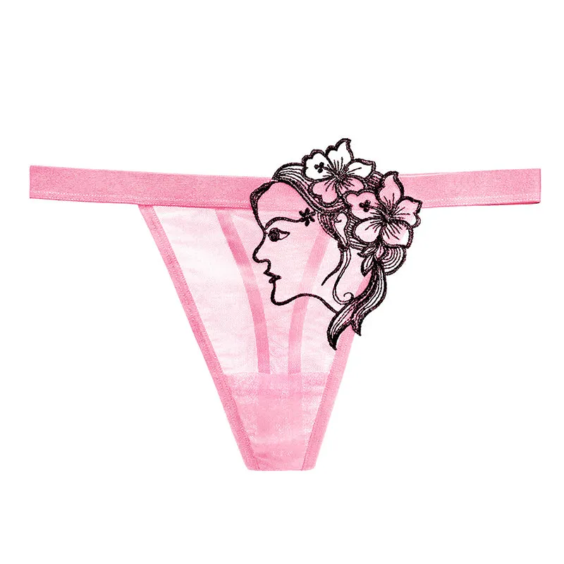 Embroidered breathable tulle temptation sexy panties