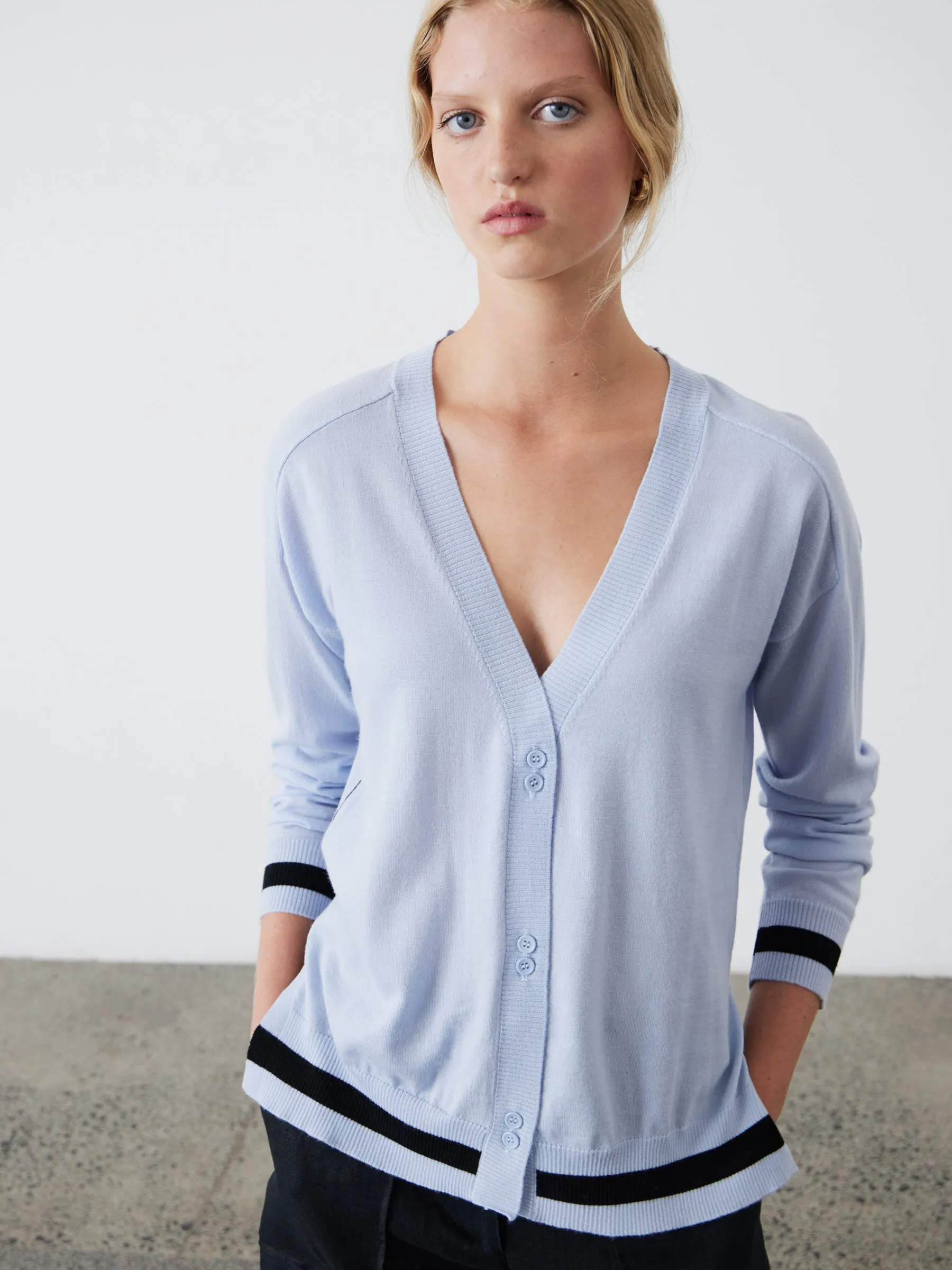Essie Split Side Cardigan - Dusky Blue