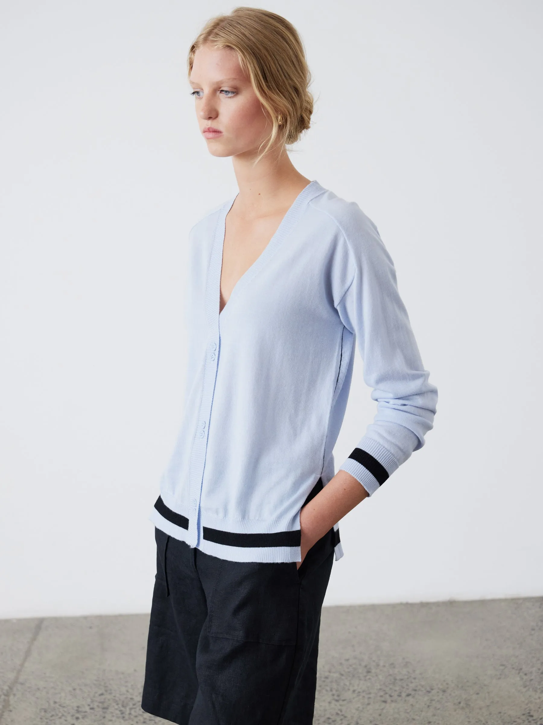 Essie Split Side Cardigan - Dusky Blue