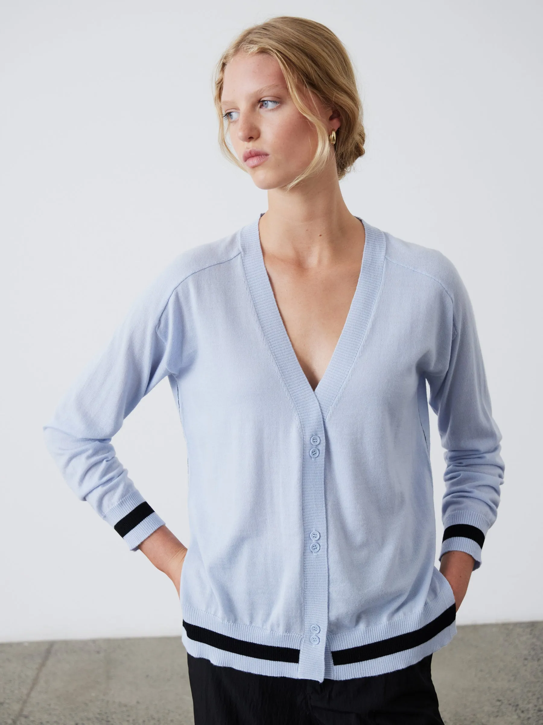 Essie Split Side Cardigan - Dusky Blue