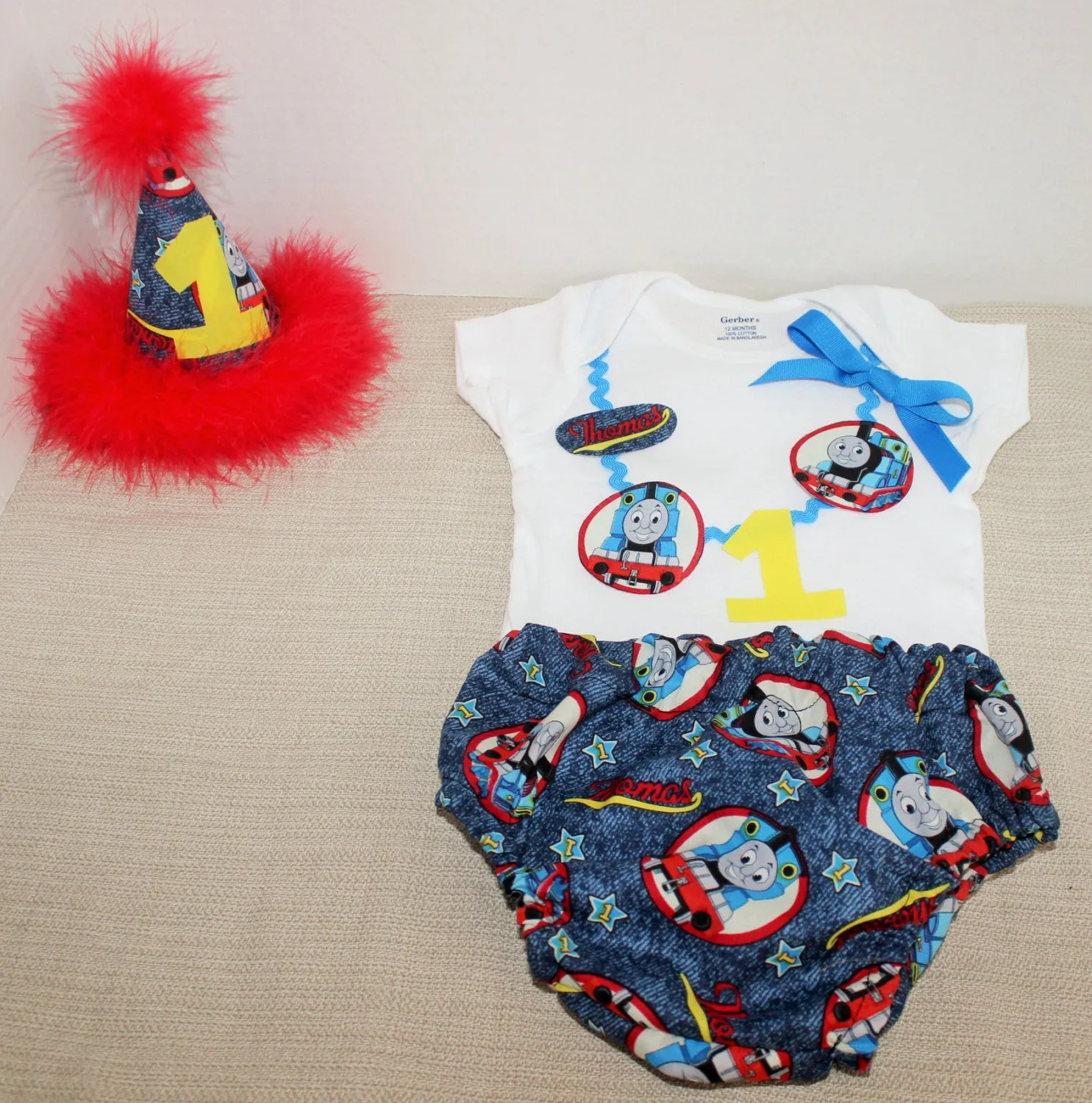 Girl Thomas the train cake smash outfit with party hat, thomas outfit, 1st 2nd 3rd  birthday, Girls cake smash outfit, Thomas banner