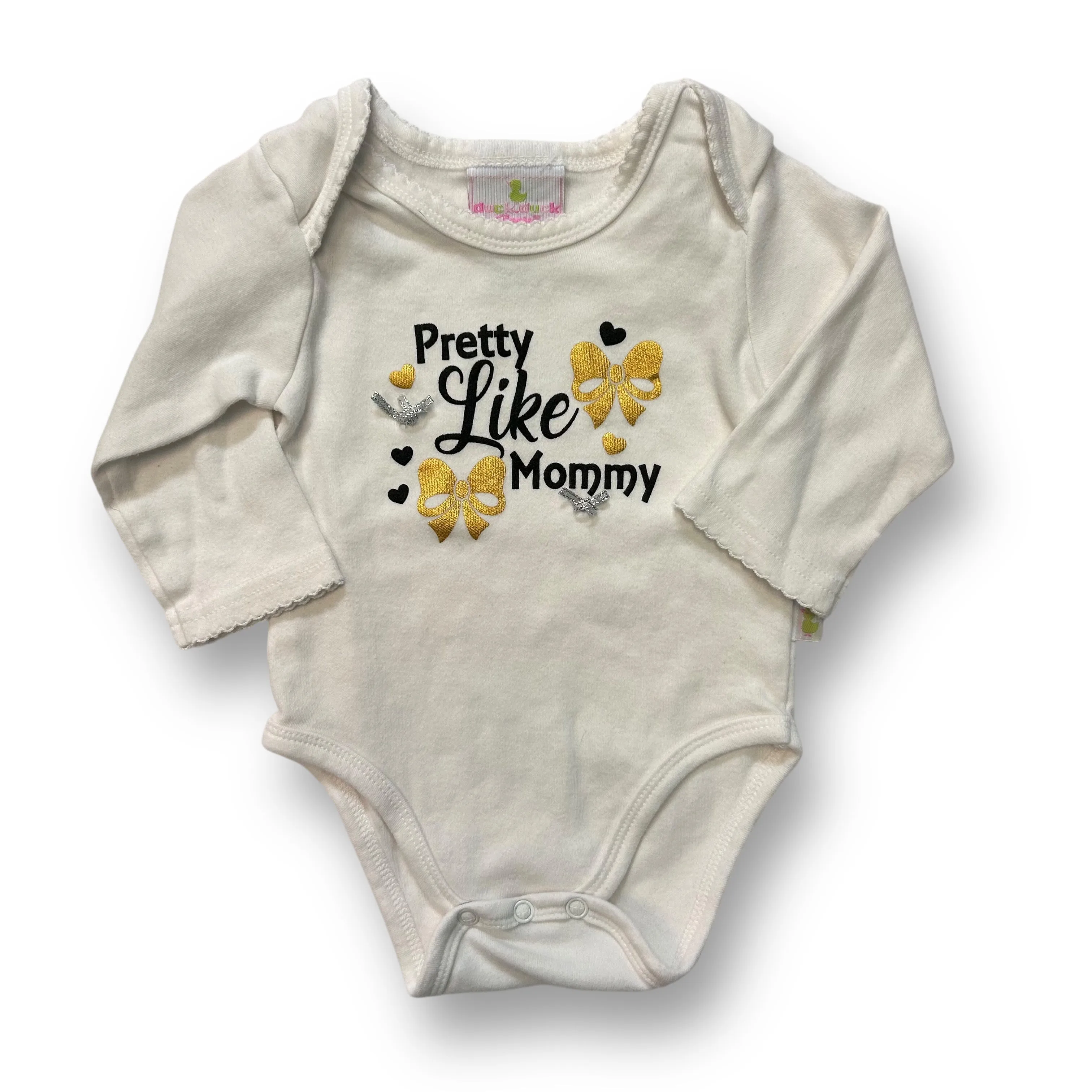 Girls Duck Duck Goose Size 6-9 Months White Long Sleeve Snap Bottom Bodysuit