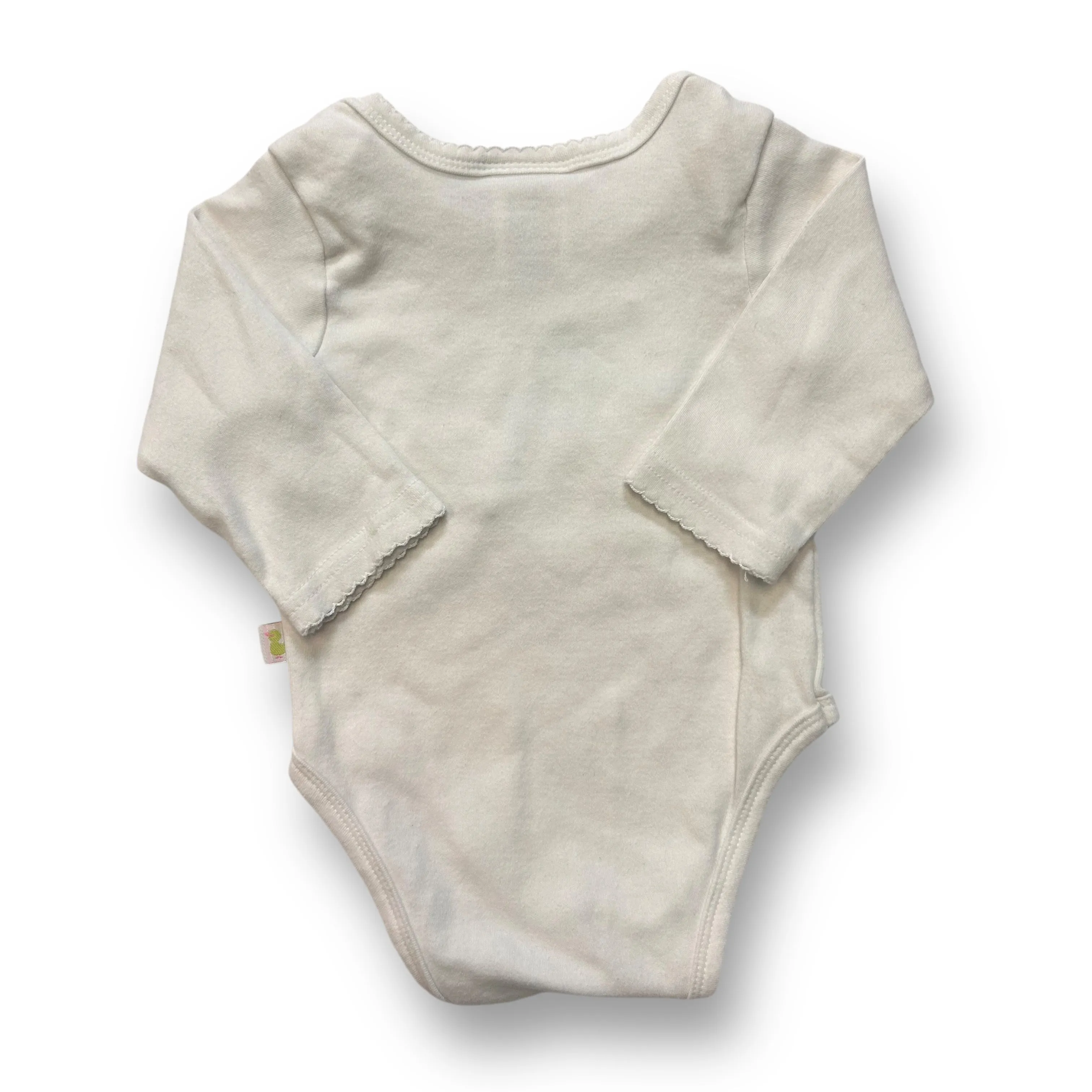 Girls Duck Duck Goose Size 6-9 Months White Long Sleeve Snap Bottom Bodysuit