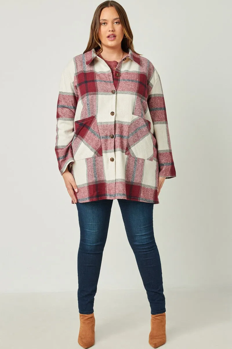 Hayden Plaid Button Up Patch Pocket Coat