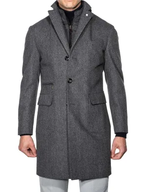 Herringbone Overcoat With Insert Grey