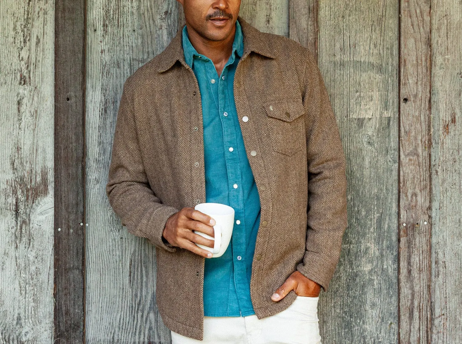Herringbone Shacket - Camel