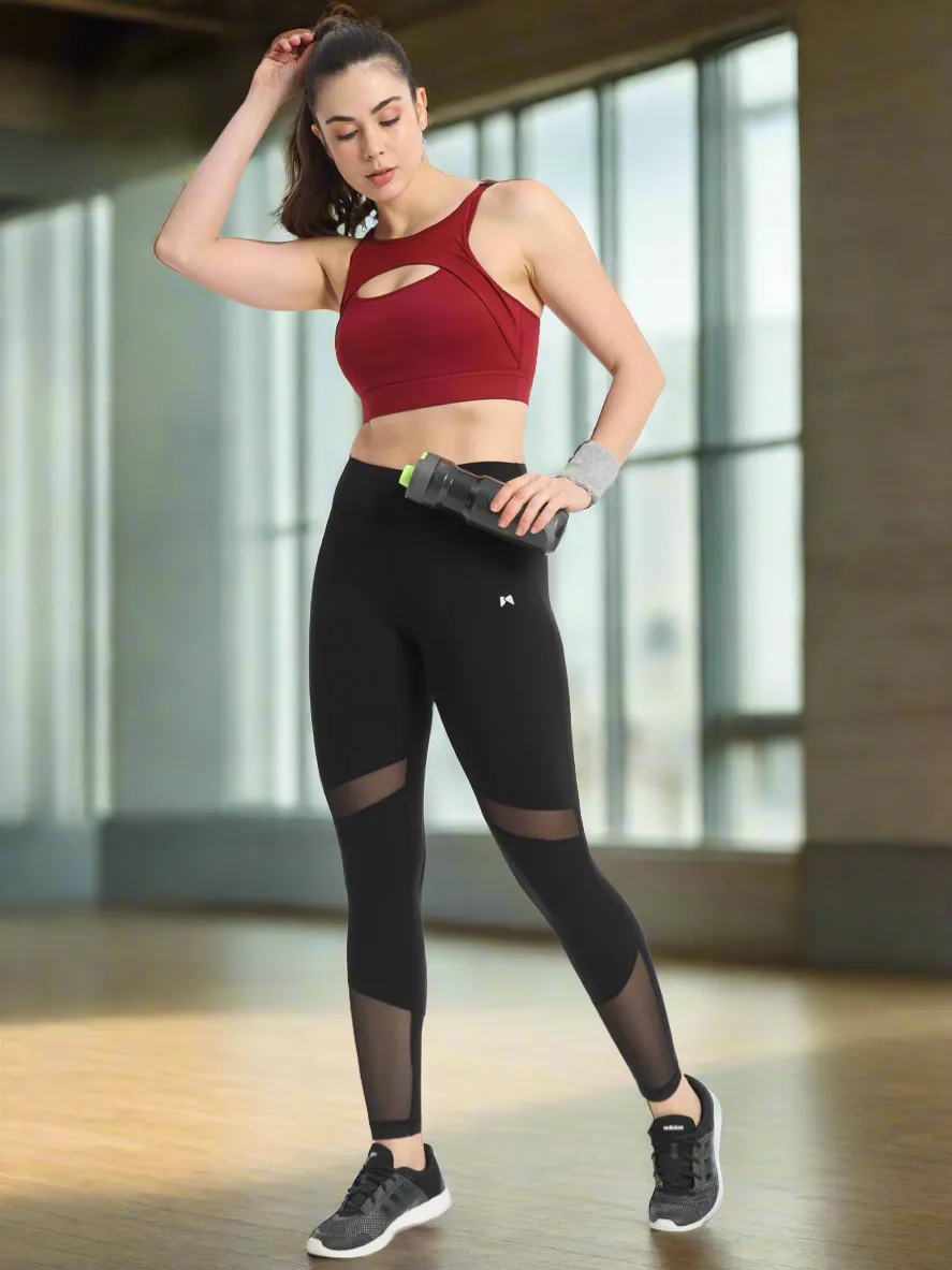 High Waist Breathable Mesh Tight – Solid Black