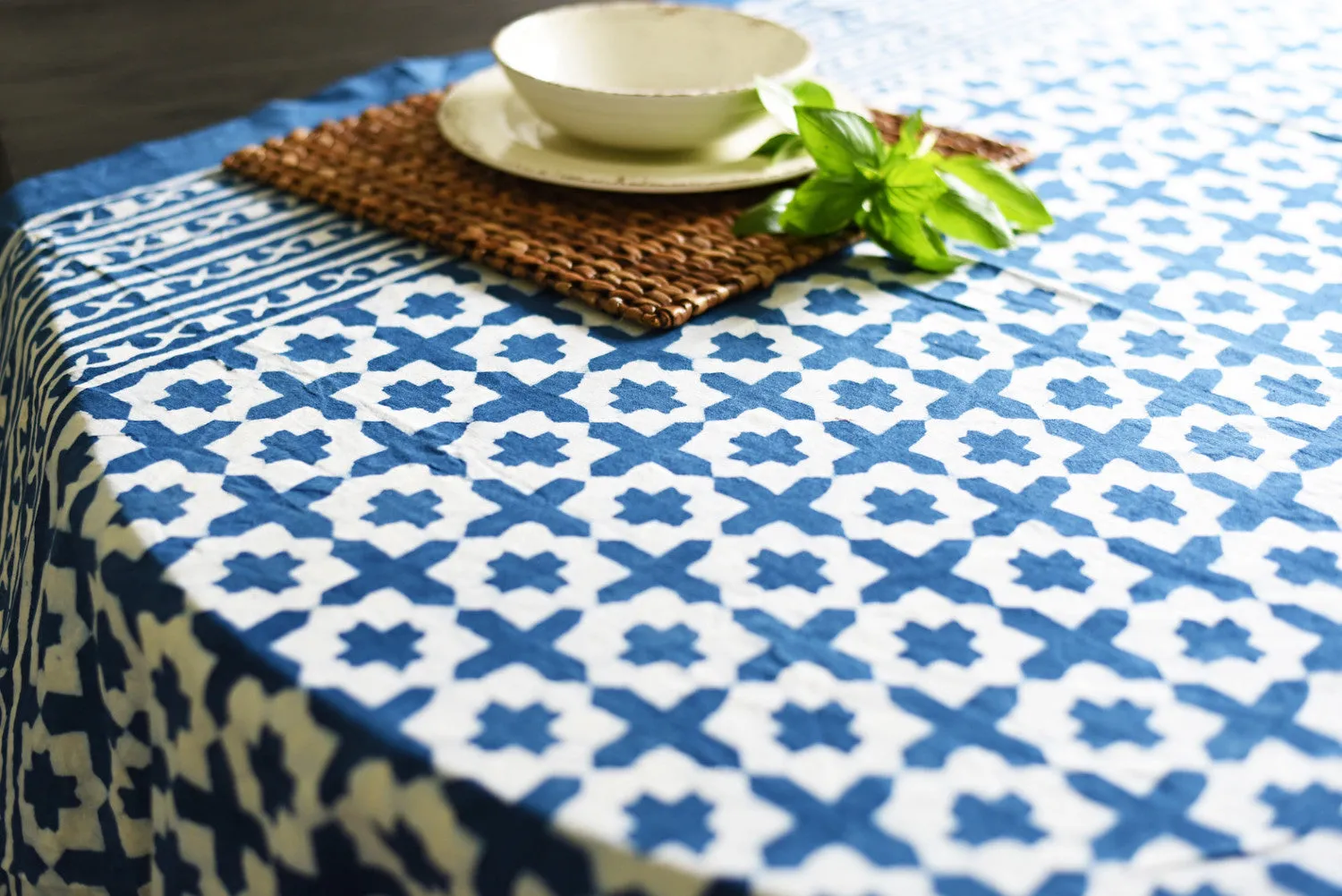 Indigo Cross Tablecloth