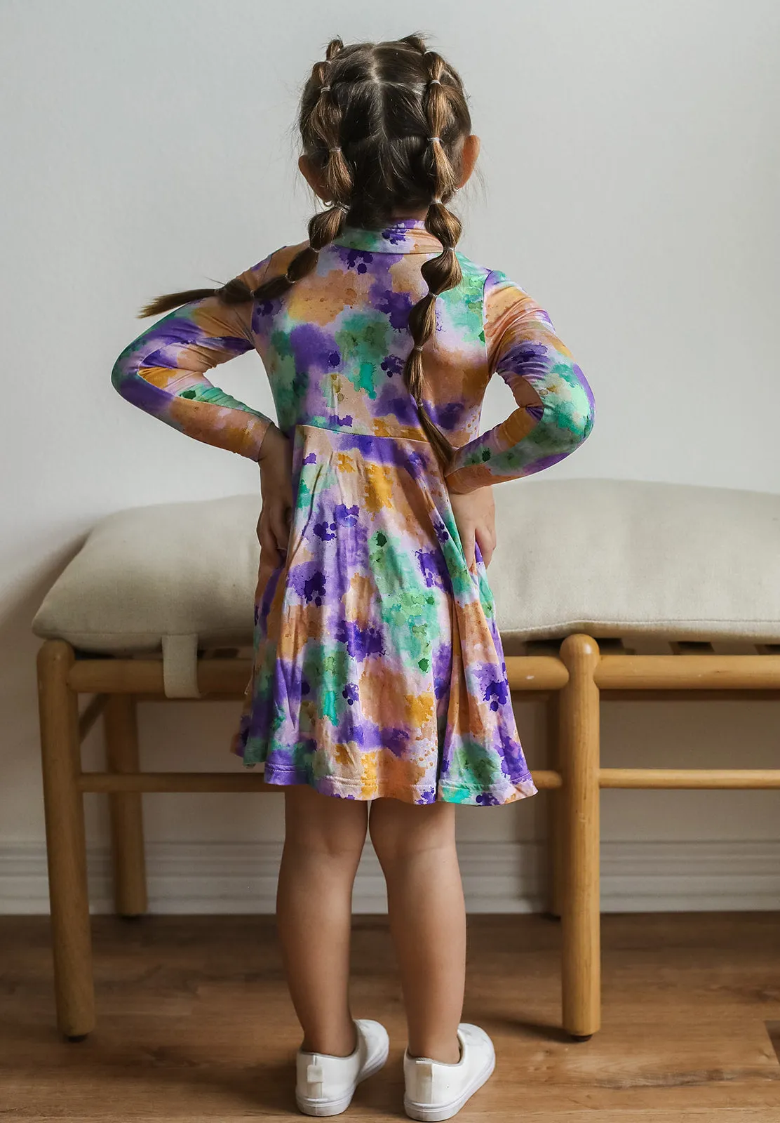 Ink Splat Bamboo Turtleneck Twirl Dress