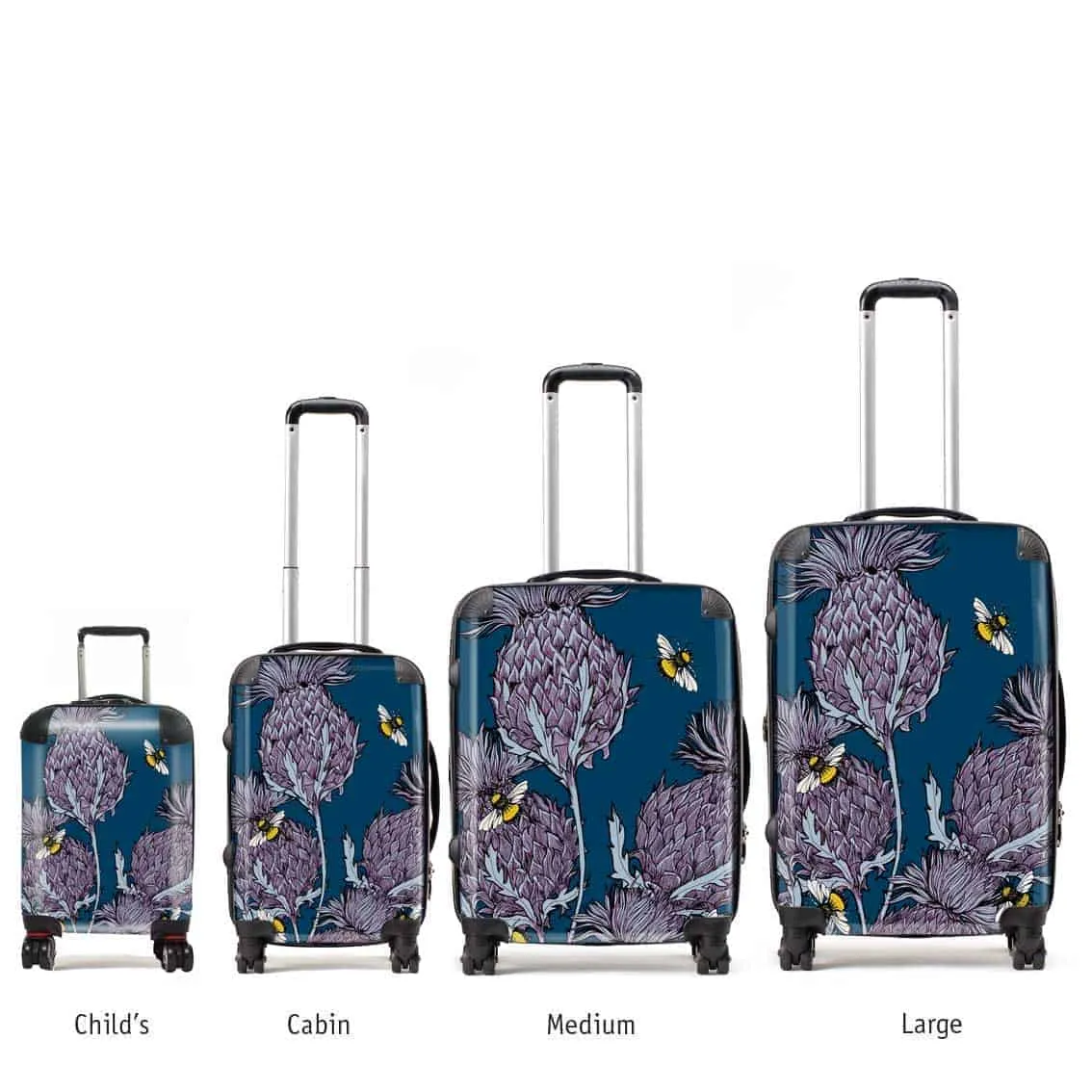 Jaggy Thistles Suitcases - indigo