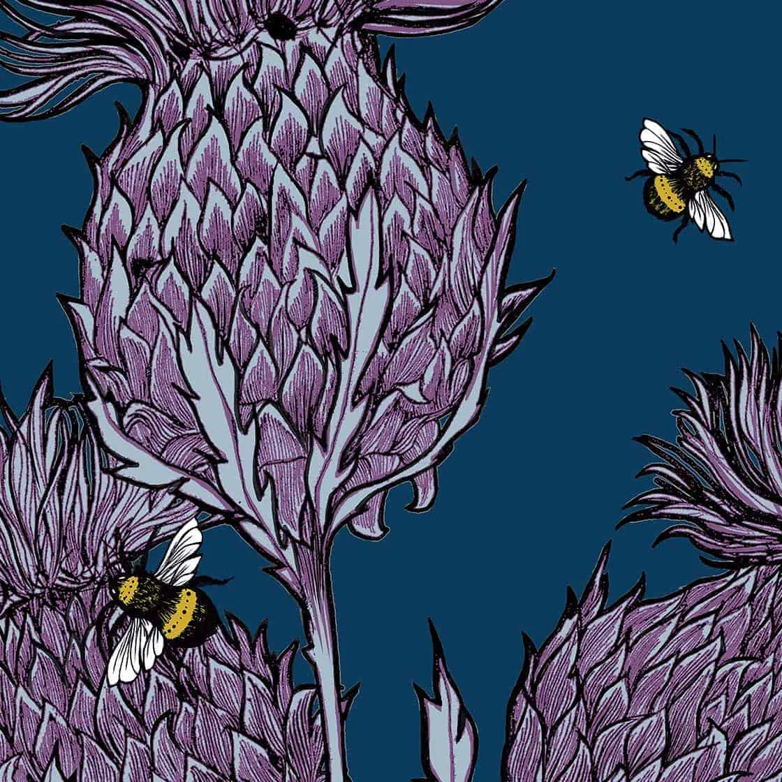 Jaggy Thistles Suitcases - indigo