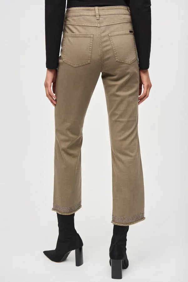 JOSEPH RIBKOFF Denim Straight Pants With Frayed Hem