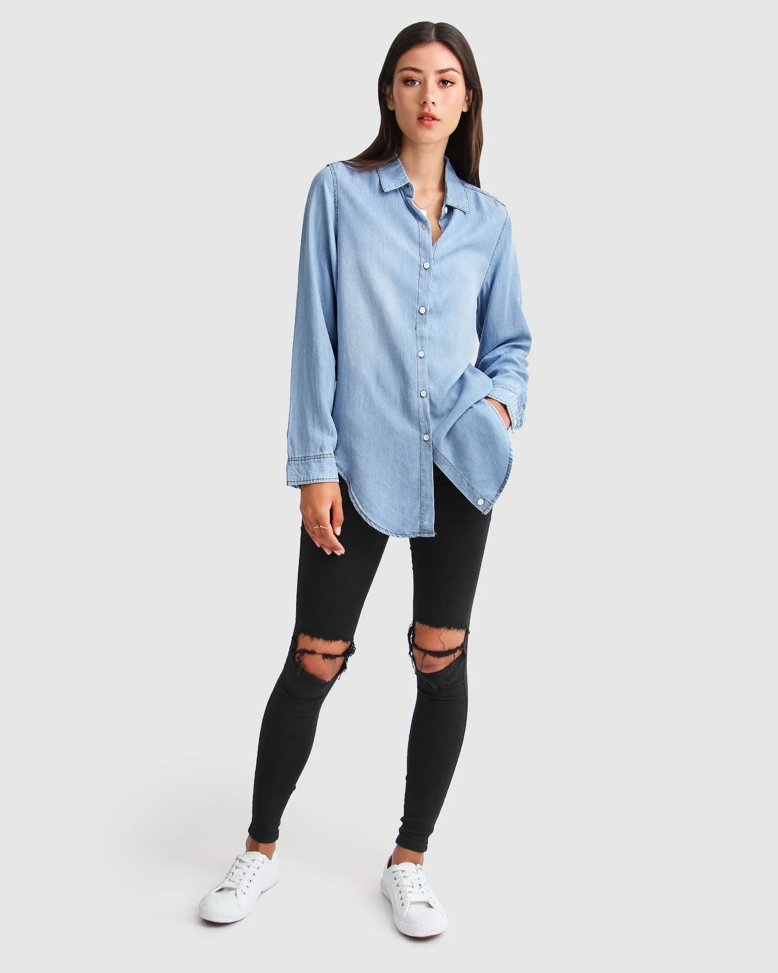 Keep Me Wild Denim Top - Indigo
