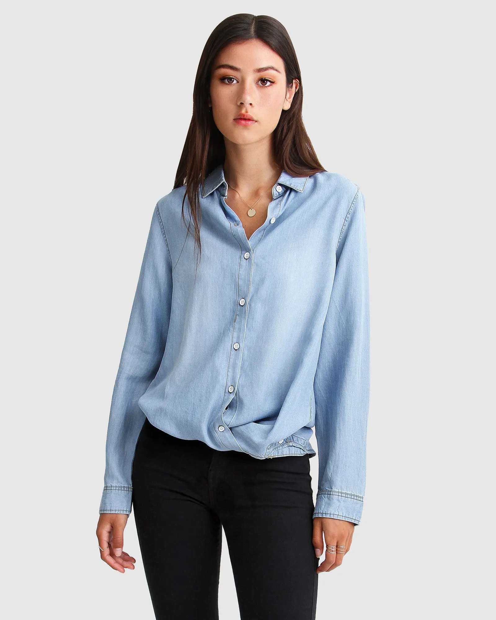 Keep Me Wild Denim Top - Indigo