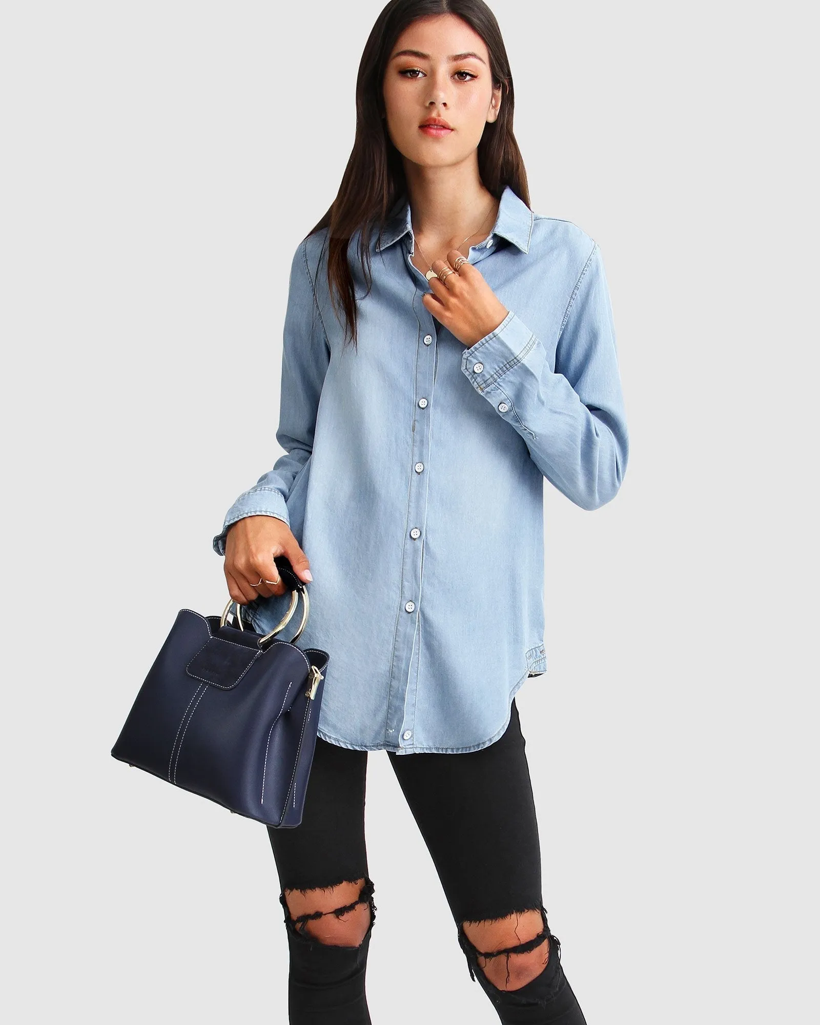 Keep Me Wild Denim Top - Indigo