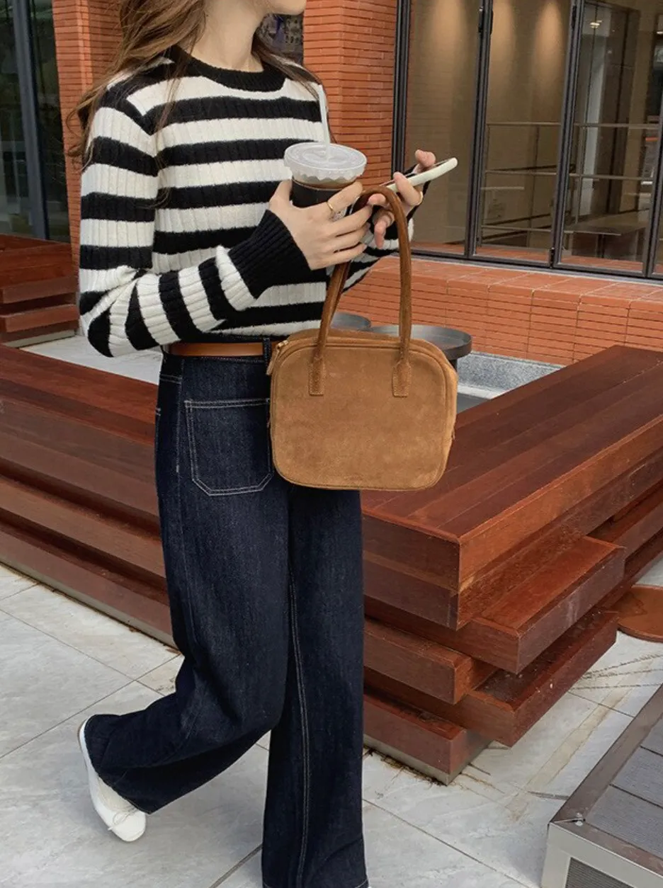 [Korean Style] High Quality Retro High Rise 100% Cotton Straight Leg Jeans