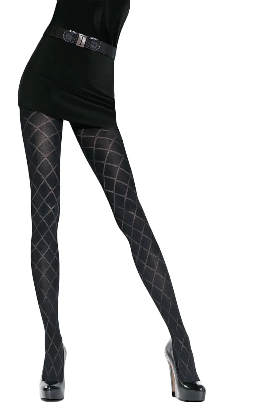 Ladies Stunning Black Patterned 3D Flat Seam Tights