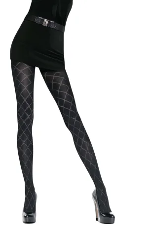 Ladies Stunning Black Patterned 3D Flat Seam Tights