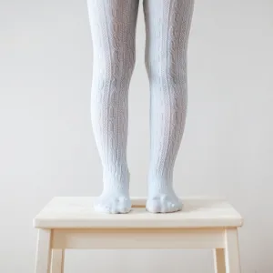 Lamington Merino Tights Cable - Snow Grey