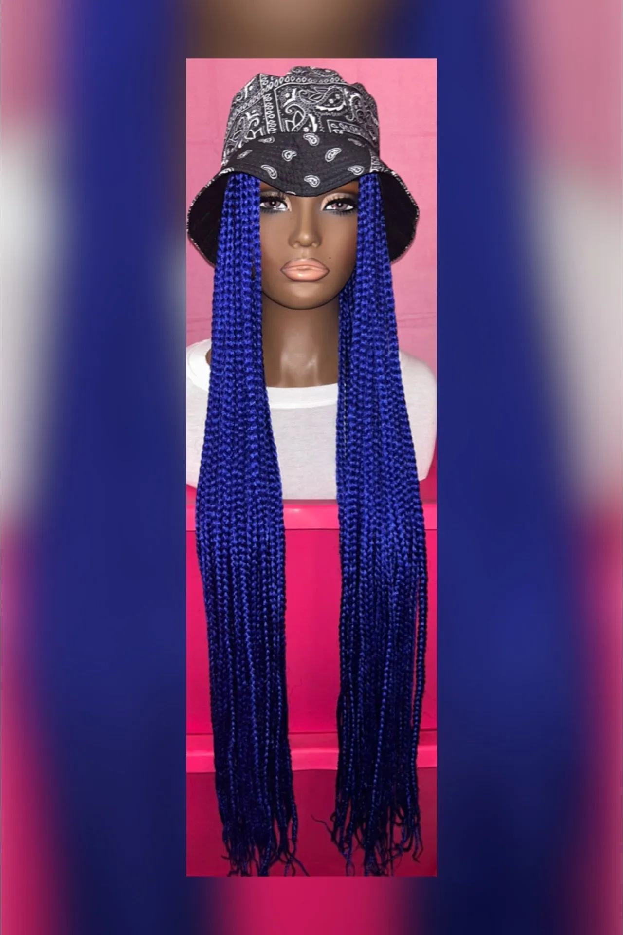 LAST ONE IN STOCK‼️ Indigo Blue Box Braids Wig Hat