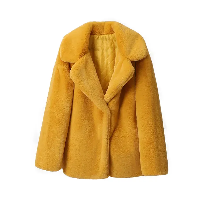 Long Faux Stylish Fur Coat