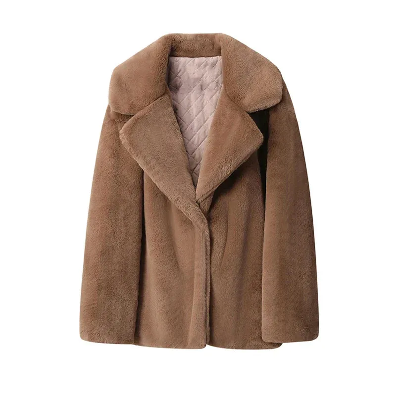 Long Faux Stylish Fur Coat