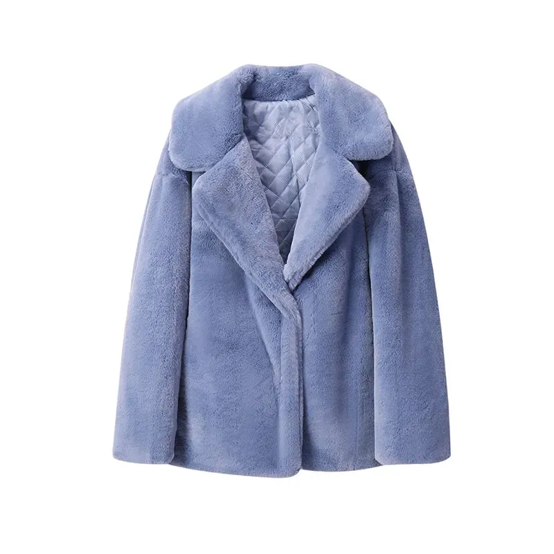 Long Faux Stylish Fur Coat