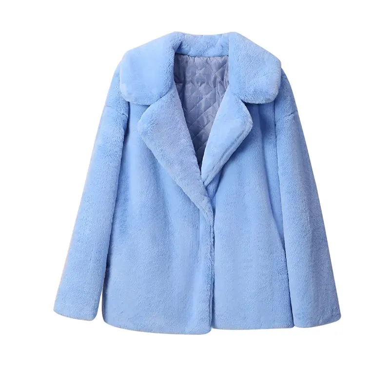 Long Faux Stylish Fur Coat