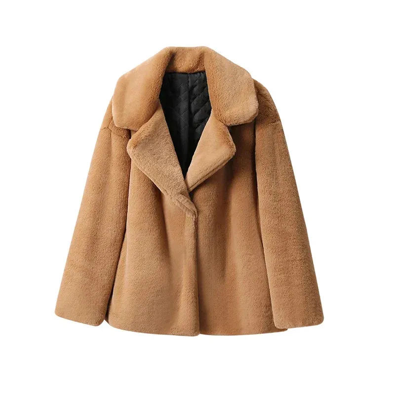 Long Faux Stylish Fur Coat