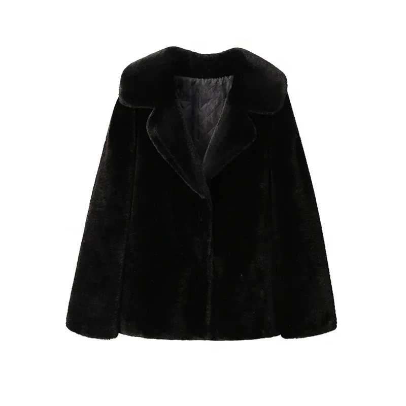 Long Faux Stylish Fur Coat