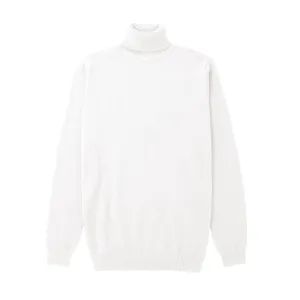 Long Sleeve Turtle Neck Sweater by Lorenzo Franco - White