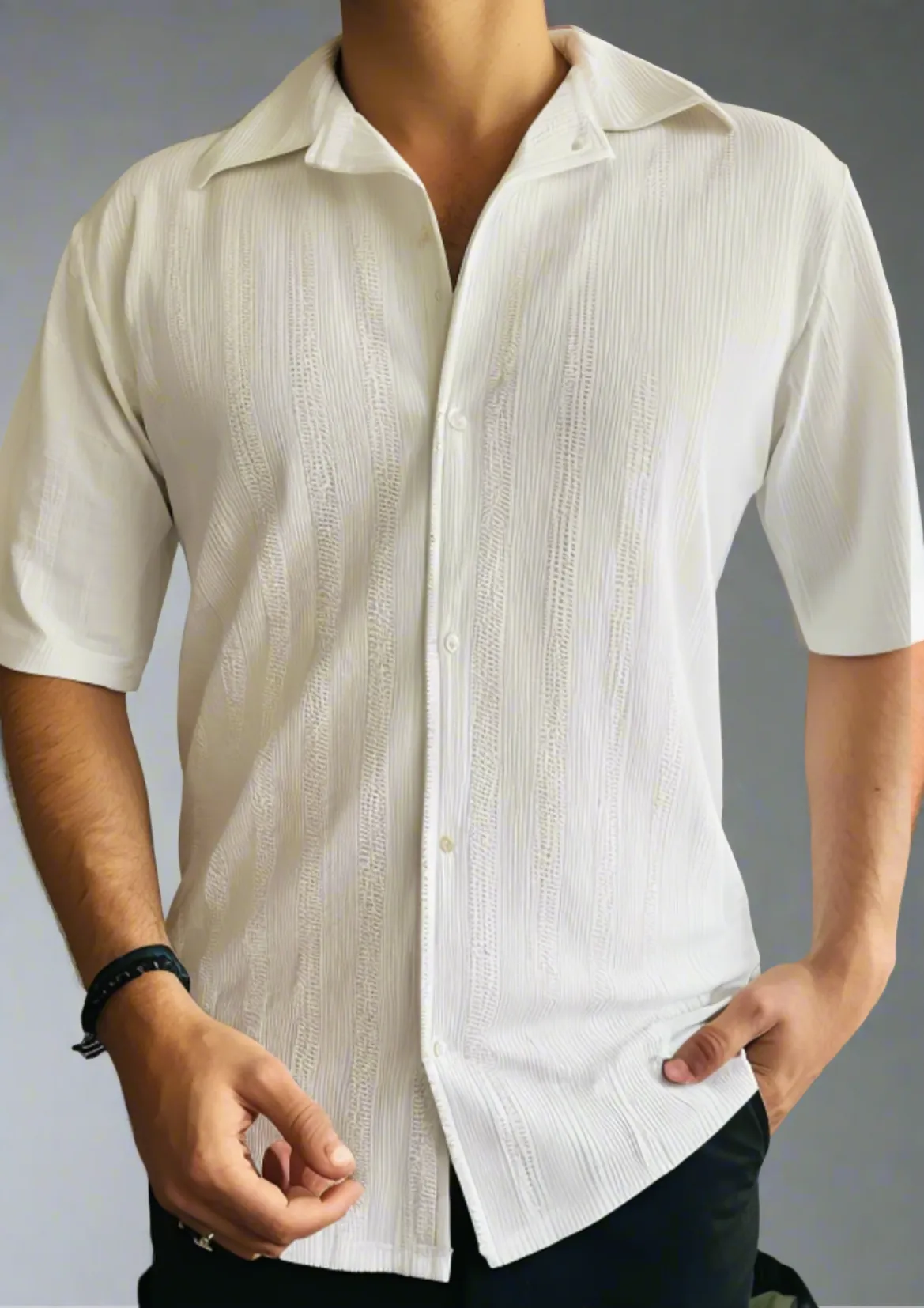 Luxe Lapel Textured Shirt