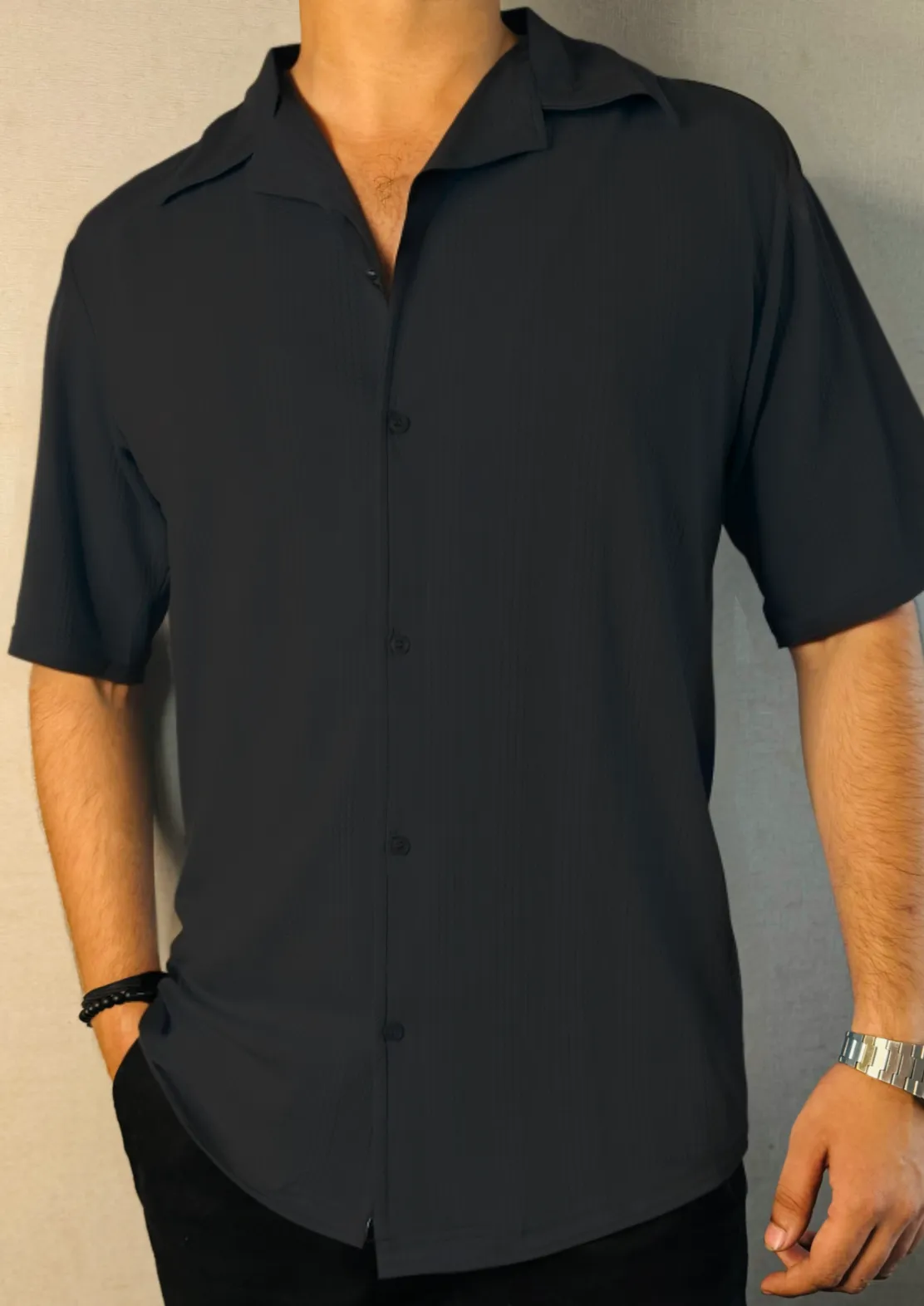 Luxe Lapel Textured Shirt