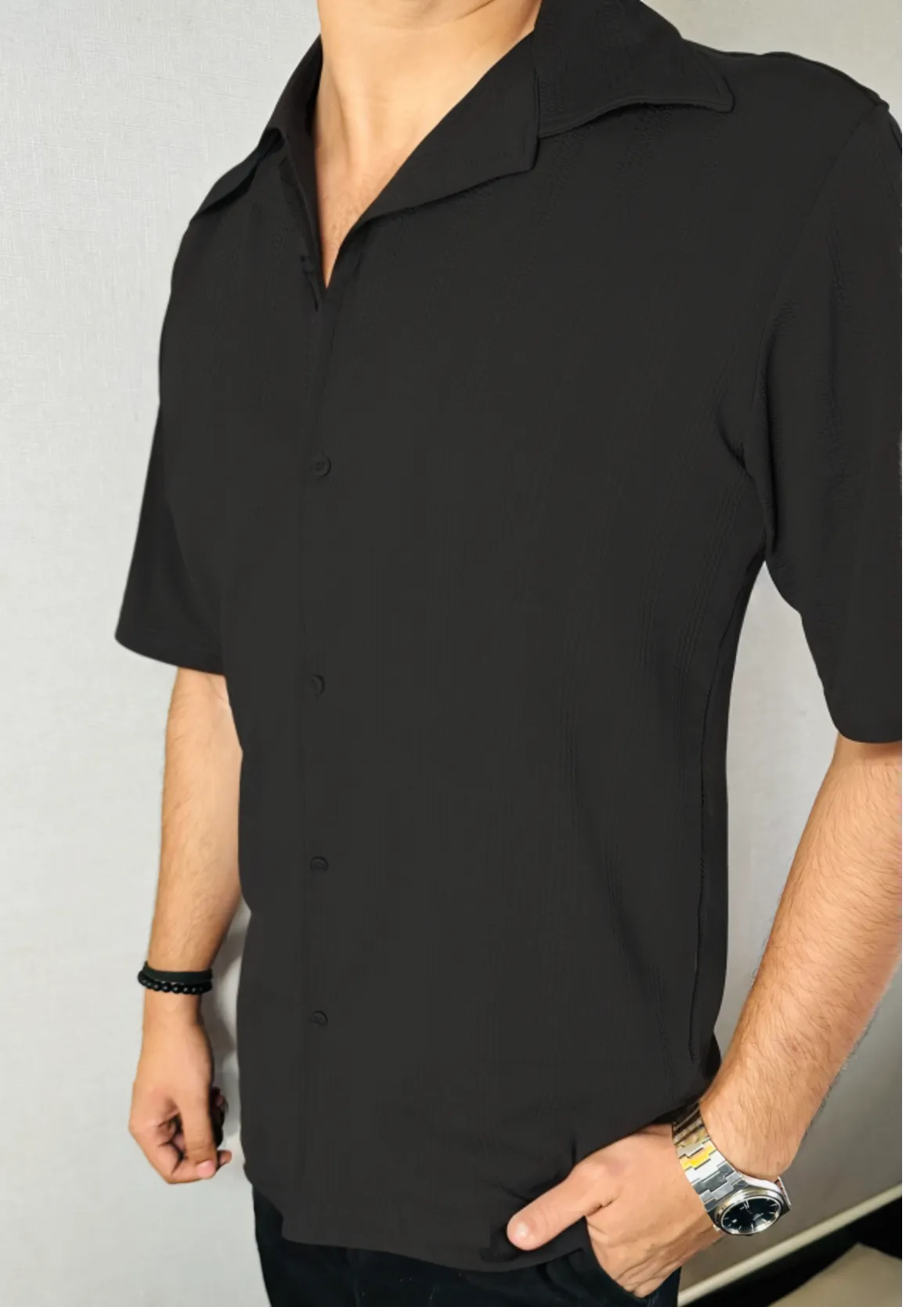 Luxe Lapel Textured Shirt