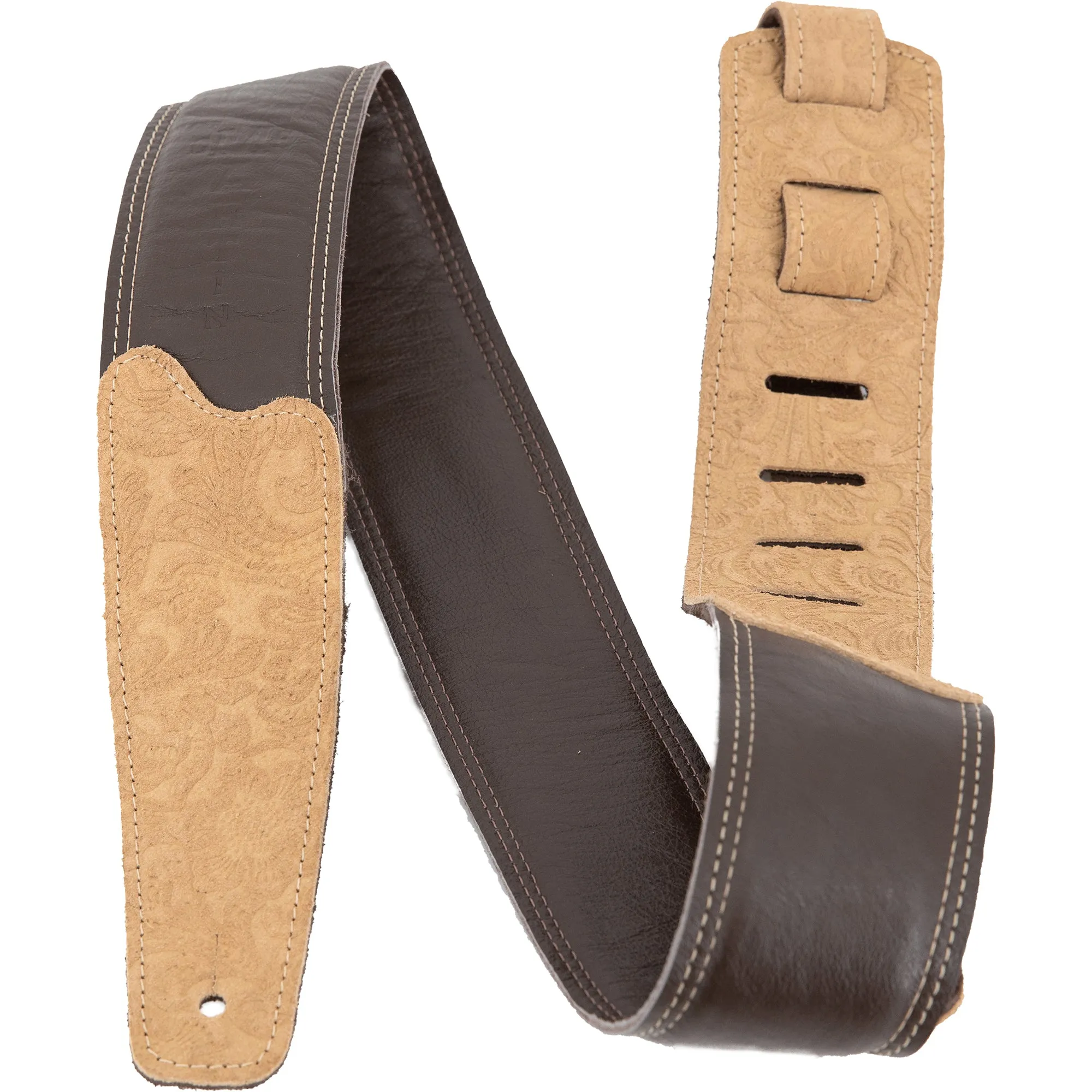 Martin Garment Leather Floral Embossed Strap, Dark Brown