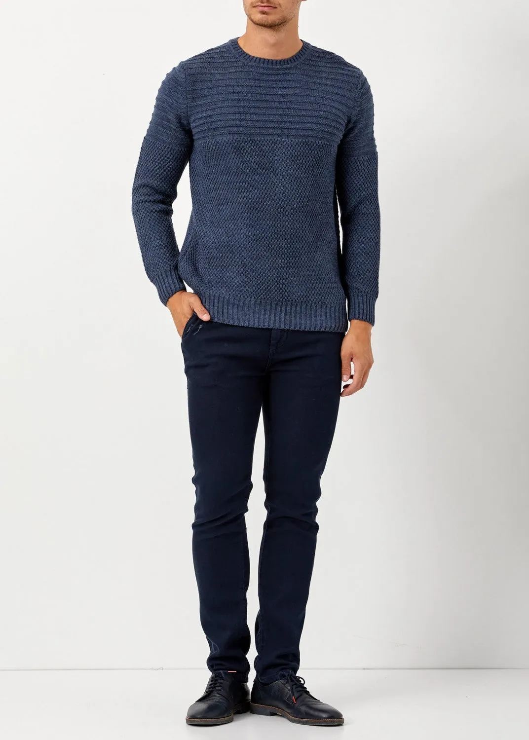 Men's Slim Fit Indigo Winter Pullover