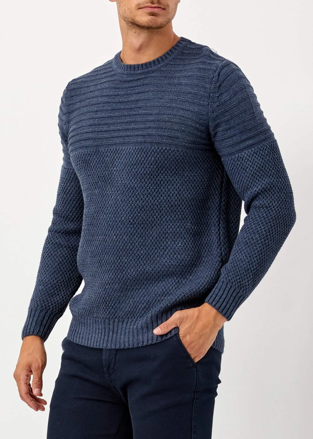 Men's Slim Fit Indigo Winter Pullover