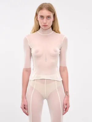 Mesh Turtleneck Tee (TS01PW-PEARL-WHITE)