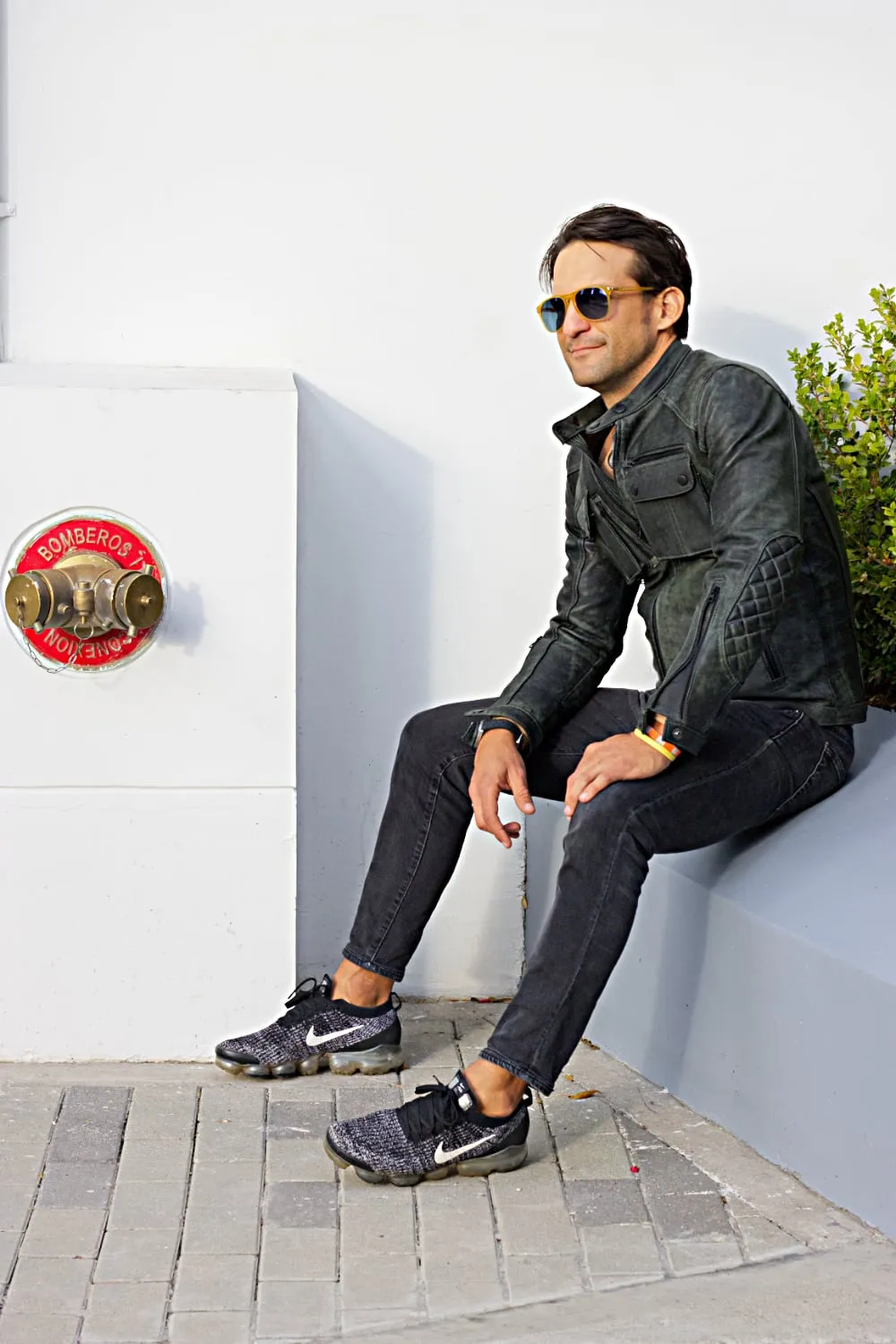 MI6 Leather Jacket - Double Cargo Pockets in Distressed Navy Green