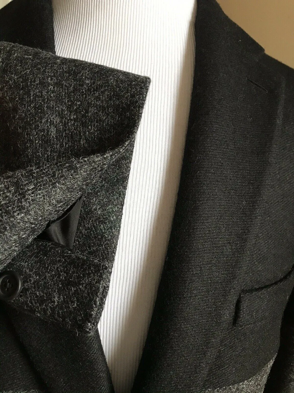 New $2250 Fendi Mens Overcoat Coat Black/Gray Size 44 US ( 54 Ita ) Italy