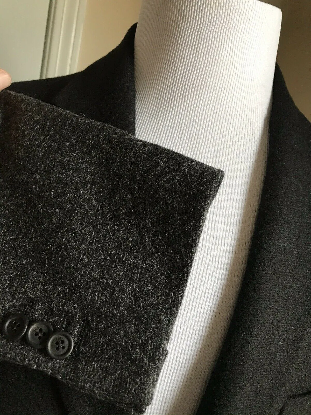 New $2250 Fendi Mens Overcoat Coat Black/Gray Size 44 US ( 54 Ita ) Italy