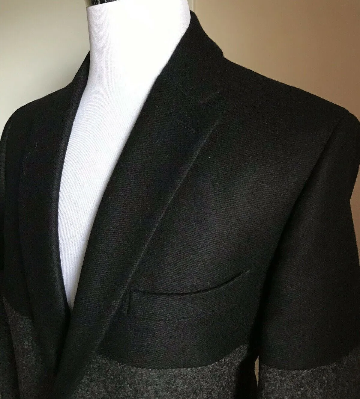 New $2250 Fendi Mens Overcoat Coat Black/Gray Size 44 US ( 54 Ita ) Italy