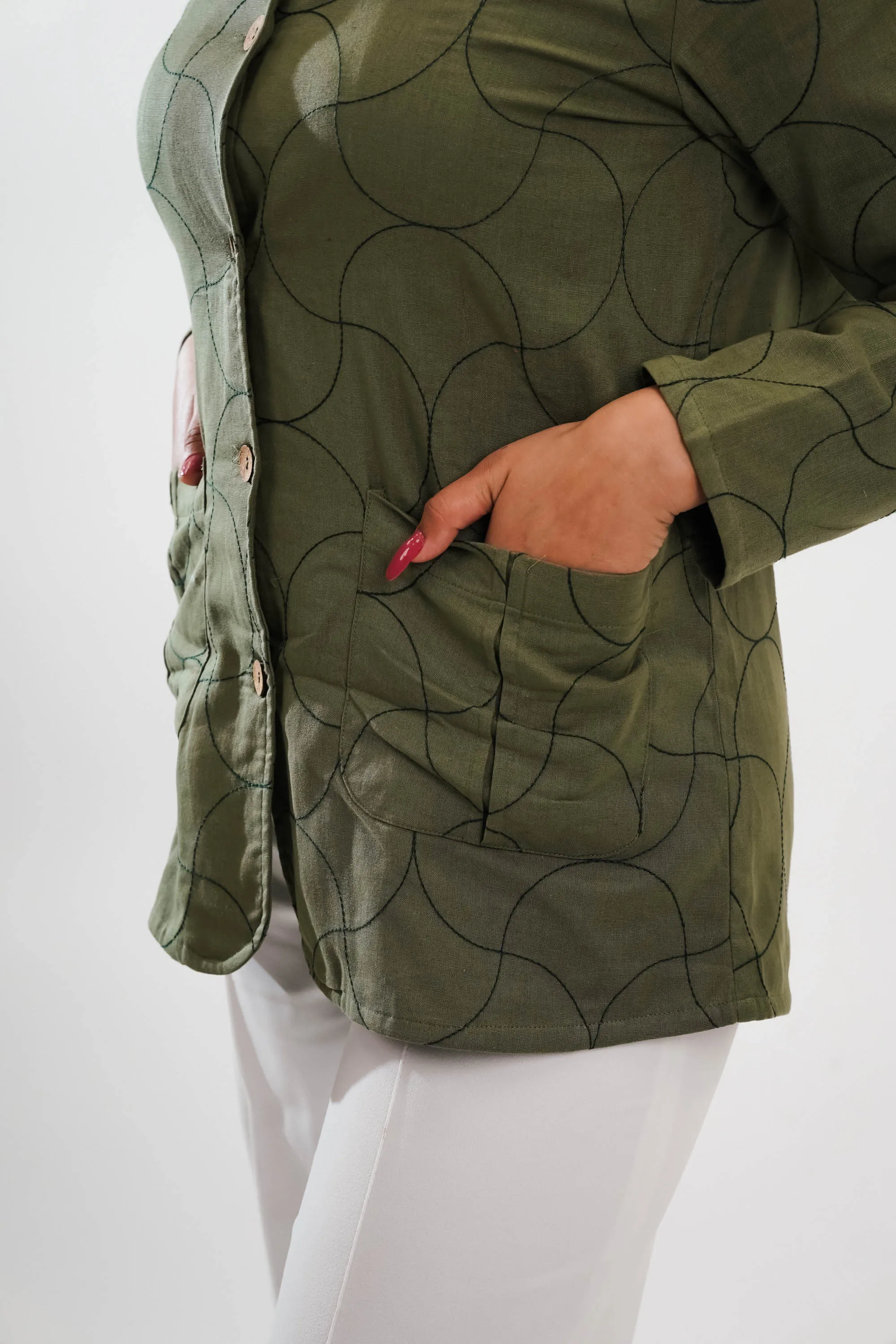 Olive Quilted Shacket