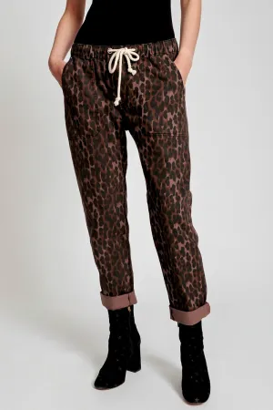 One Teaspoon WOMENS BRONZE LEOPARD SHABBIES  DRAWSTRING JEANS