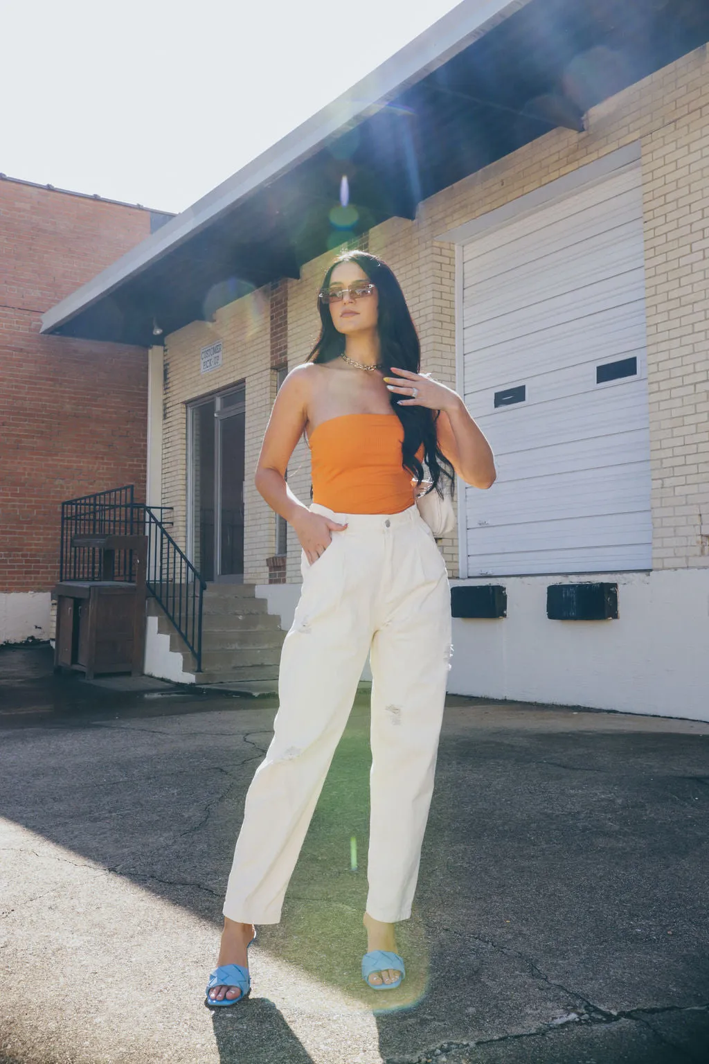 Orange Tube Top Bodysuit